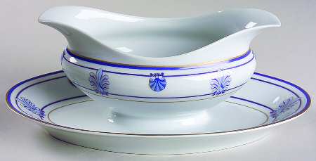 Shell & Thread (Limoges) Gravy Boat with Attached Underplate