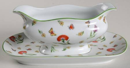 Tiffany Garden Gravy Boat & Underplate