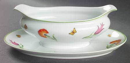 Tiffany Garden Gravy Boat with Attached Underplate