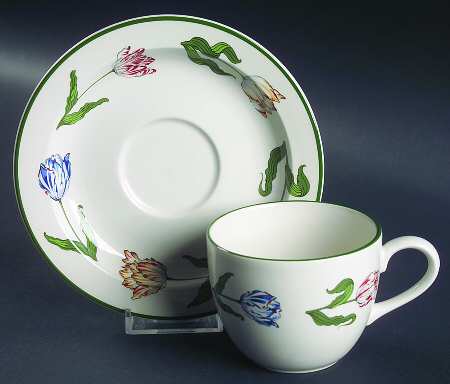 Tiffany Tulips Flat Cup & Saucer Set