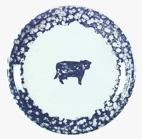 Sponge Blue (Animals or Hearts) Dinner Plate