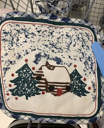 Cabin In The Snow Cloth Potholder