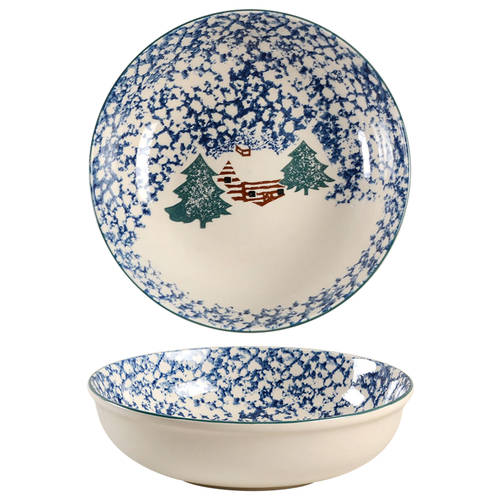 Cabin In The Snow 9" Round Vegetable Bowl