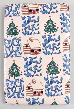 Cabin In The Snow 70" Round Flannel Backed Vinyl Tablecloth