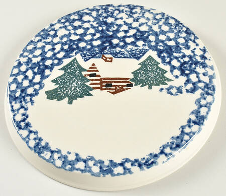 Cabin In The Snow Small Ceramic Stove Cover