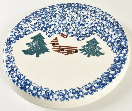 Cabin In The Snow Large Ceramic Stove Cover