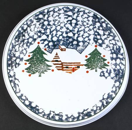 Cabin In The Snow 10" Individual Tin Round Stove Cover