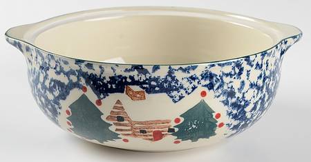 Cabin In The Snow 2 Qt Round Covered Casserole No Lid