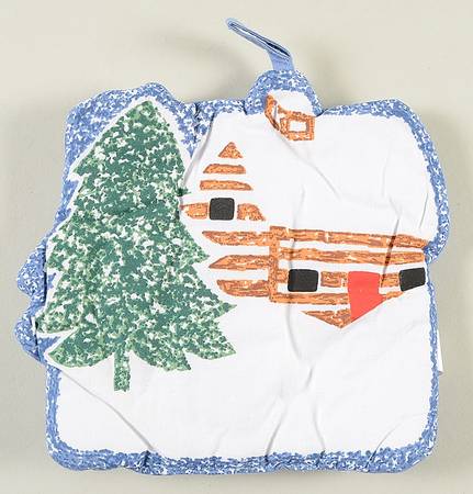 Cabin In The Snow Cloth Potholder