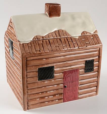 Cabin In The Snow House Cookie Jar & Lid