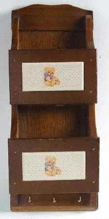 Country Bear Wood Double Letter & Key Rack