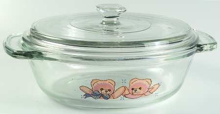 Country Bear 1.5 Qt Round Covered Casserole with Glass Lid by Tienshan