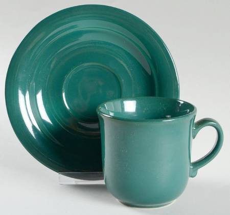 Color Basics Green Flat Cup & Saucer Set