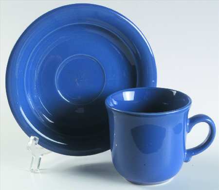 Color Basics Medium Blue Flat Cup & Saucer Set