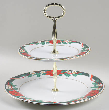 Deck The Halls (Verge) 6 5/8"-10"  2 Tiered Serving Tray (Dp, Sp) HC