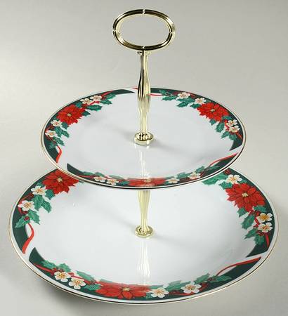 Deck The Halls (Verge) 2 Tiered Serving Tray (Dinner & Salad Plate)
