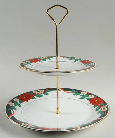 Deck The Halls (Verge) 2 Tiered Serving Tray (Dinner & Salad Plate)