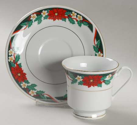 Deck The Halls (Verge) Footed Cup & Saucer Set