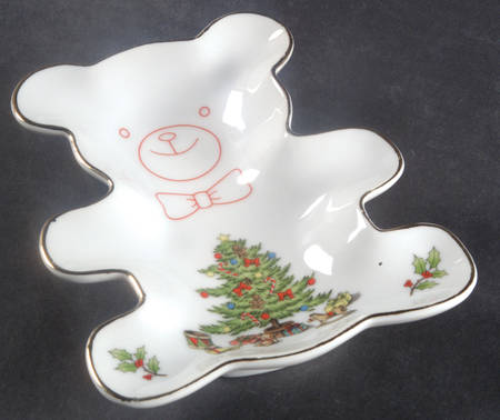 Holiday Hostess (Trim, Gold Band) Teddy Bear Tray