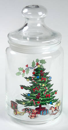 Holiday Hostess (Trim, Gold Band) Medium Glassware Storage Jar & Lid