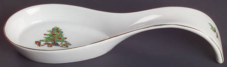 Holiday Hostess (Trim, Gold Band) Spoon Rest/Holder (Holds 1 Spoon)