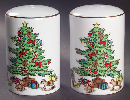 Holiday Hostess (Trim, Gold Band) Salt & Pepper Set