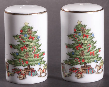 Holiday Hostess (Trim, Gold Band) Salt & Pepper Set