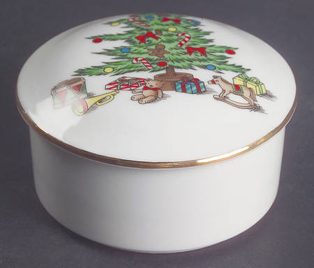 Holiday Hostess (Trim, Gold Band) Round Box & Lid