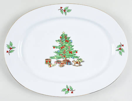 Holiday Hostess (Trim, Gold Band) 14" Oval Serving Platter