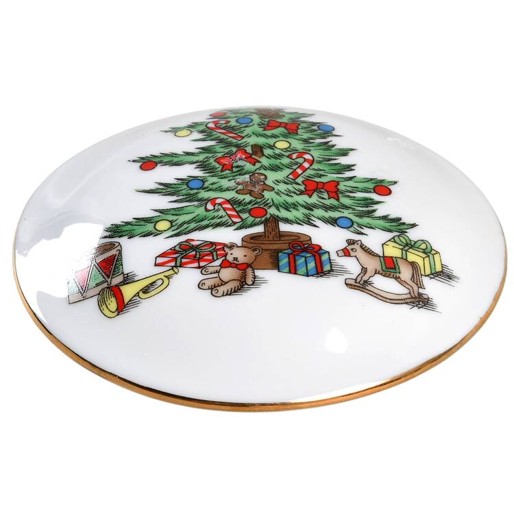 Holiday Hostess (Trim, Gold Band) Lid for Round Box