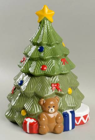 Holiday Hostess (Trim, Gold Band) Figural Cookie Jar & Lid