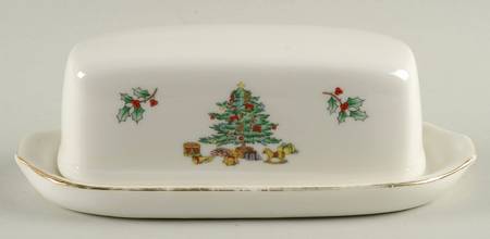 Holiday Hostess (Trim, Gold Band) 1/4 Lb Covered Butter