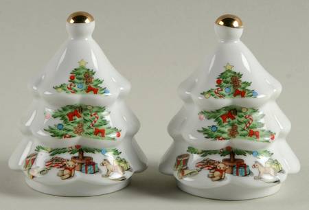 Holiday Hostess (Trim, Gold Band) Figural Salt & Pepper Set