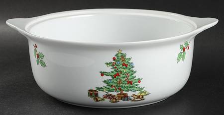 Holiday Hostess (Trim, Gold Band) 3 Quart Round Casserole No Lid