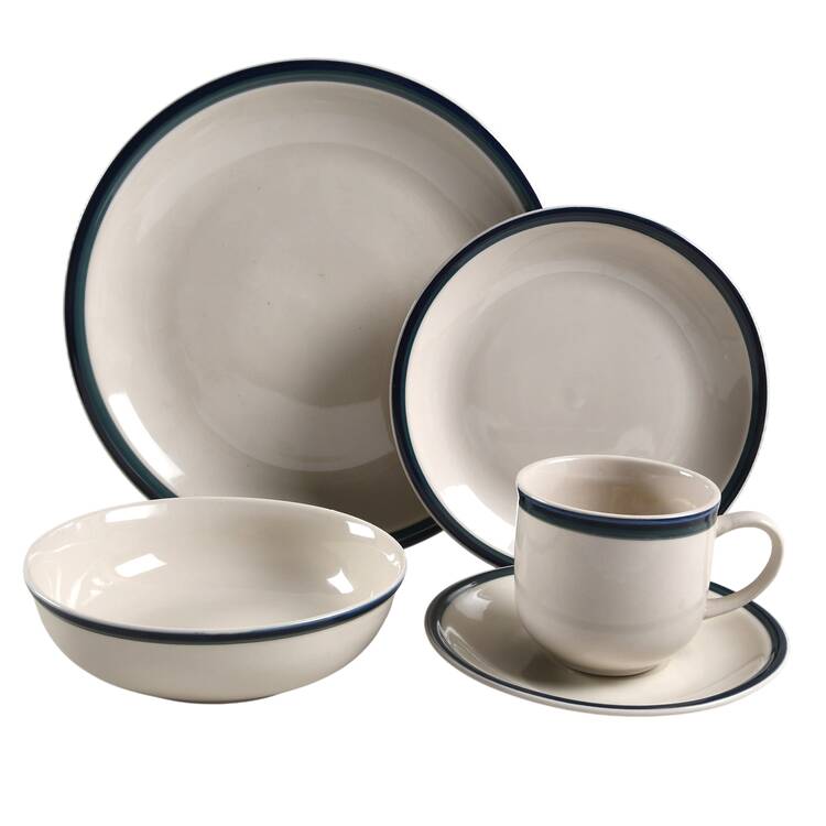 Kitchen Basics Cobalt Green (Thin Band) 5 Piece Place Setting