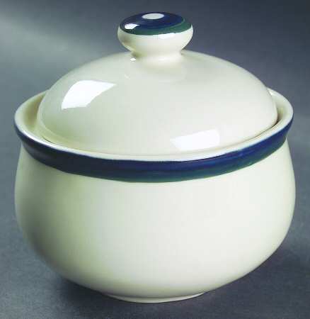 Kitchen Basics Cobalt Green (Thin Band) Sugar Bowl & Lid