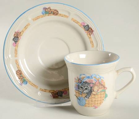 Purrfect Friends Flat Cup & Saucer Set