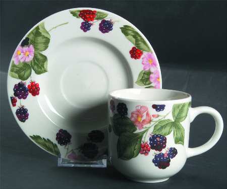 Raspberry Social Flat Cup & Saucer Set