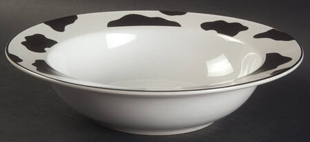 Spotted Cow (White) Rim Soup Bowl