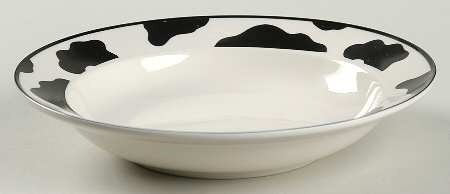 Spotted Cow (White) Rim Soup Bowl