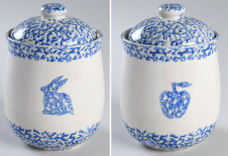 Sponge Blue (Animals or Hearts) Small Canister & Lid
