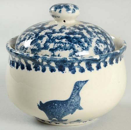 Sponge Blue (Animals or Hearts) Sugar Bowl & Lid