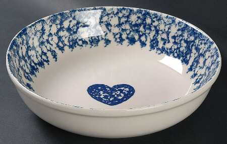 Sponge Blue (Animals or Hearts) 9" Round Vegetable Bowl