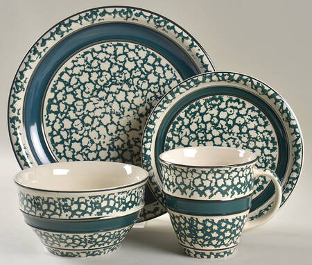 Sponge Green (Black Edge) 4 Piece Place Setting