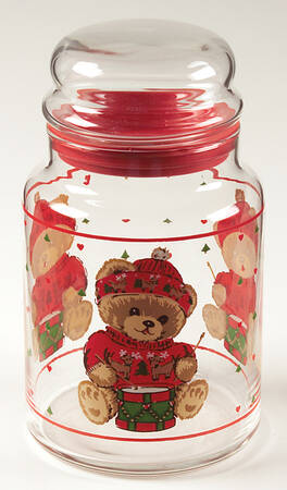 Theodore Bear's Christmas 7" Glassware Storage Jar & Lid