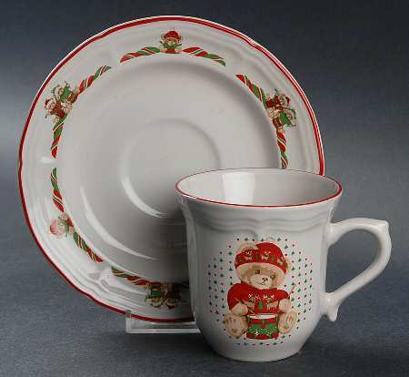 Theodore Bear's Christmas Flat Cup & Saucer Set by Tienshan