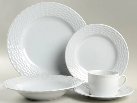White Wicker 5 Piece Place Setting