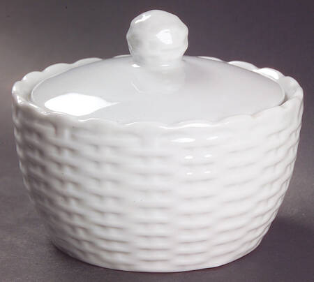 White Wicker Sugar Bowl & Lid