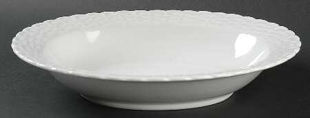 White Wicker 10" Oval Vegetable Bowl by Tienshan