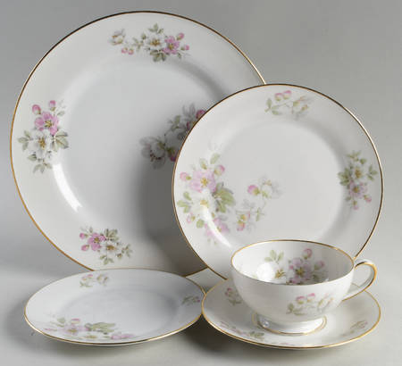 Apple Blossom (White Background) 5 Piece Place Setting